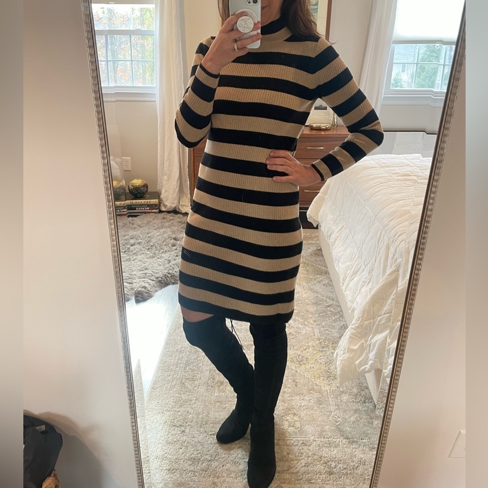J. Crew Striped Turtleneck Sweater Dress